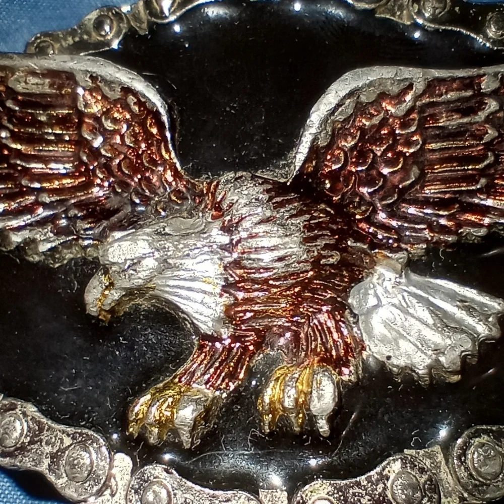 Vintage 1984 Enamel Eagle Belt Buckle The Great American Buckle Co USA